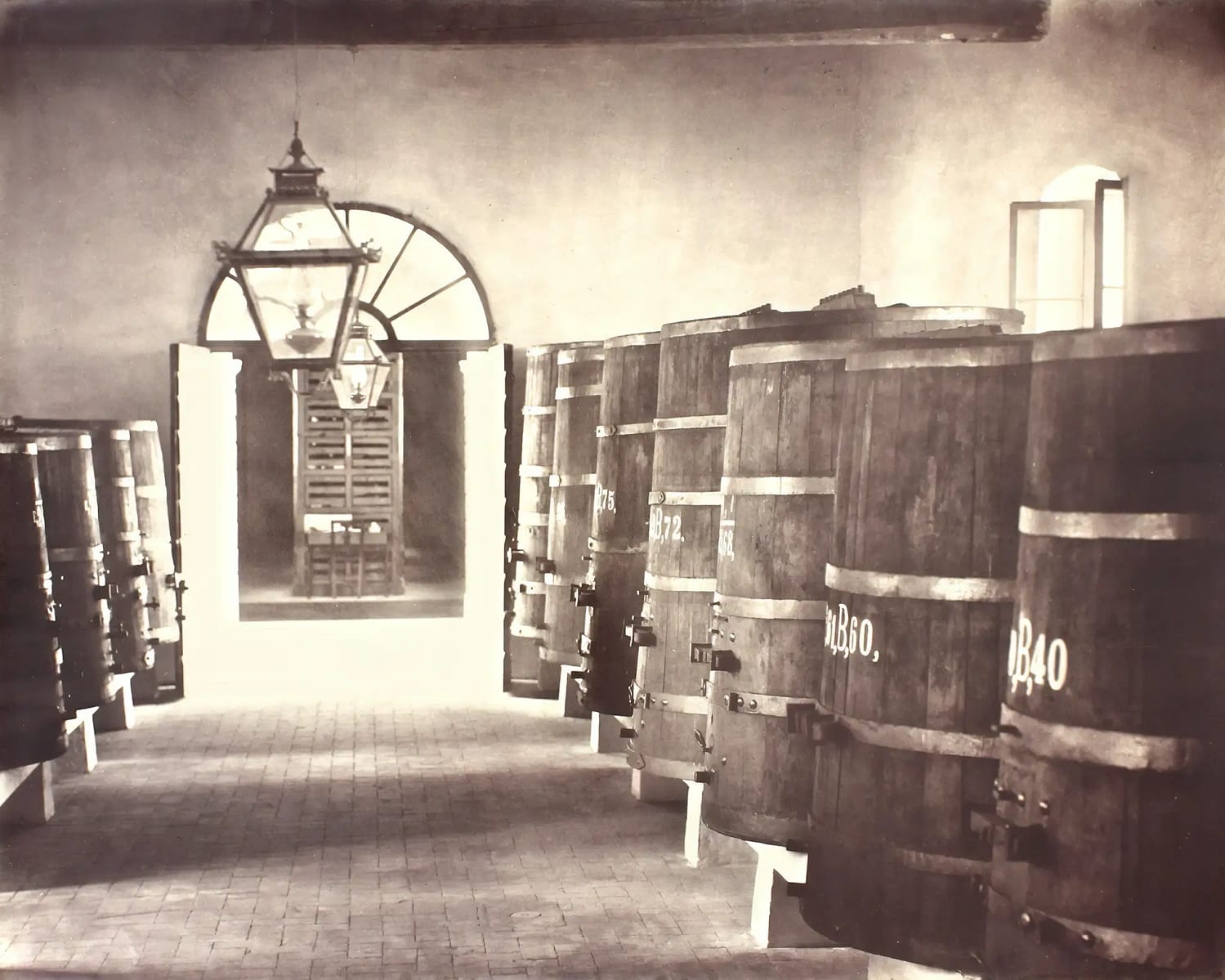 Fermentation Room. Lotze, Historical photograph, 1883. Tenuta Santa Maria di Gaetano Bertani - 1735 - Valpolicella - Verona, Italy