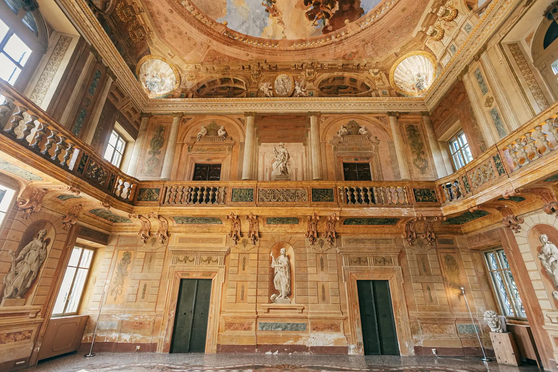 The Hall of the Muses, decorated across three storeys with illusionistic frescoes. Tenuta Santa Maria di Gaetano Bertani - 1735 - Valpolicella - Verona, Italy