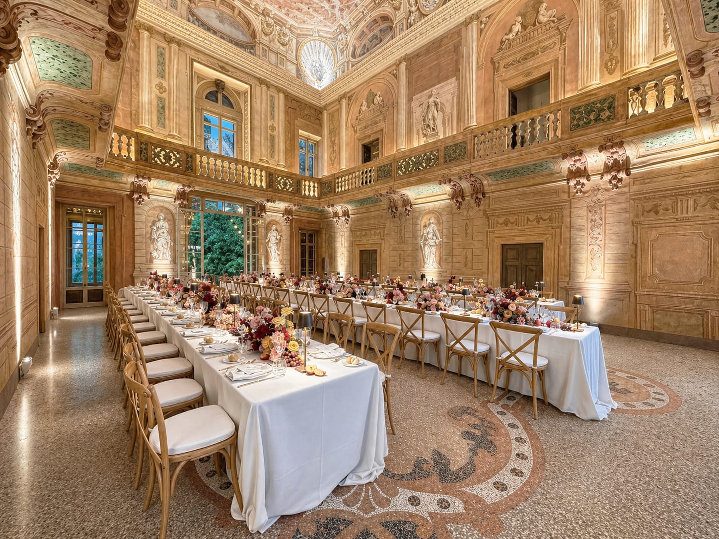 Seated dinner in the Salone delle Muse Tenuta Santa Maria 1735 - Verona - Italy - Corporate Events - Seated dinner in the Salone delle Muse