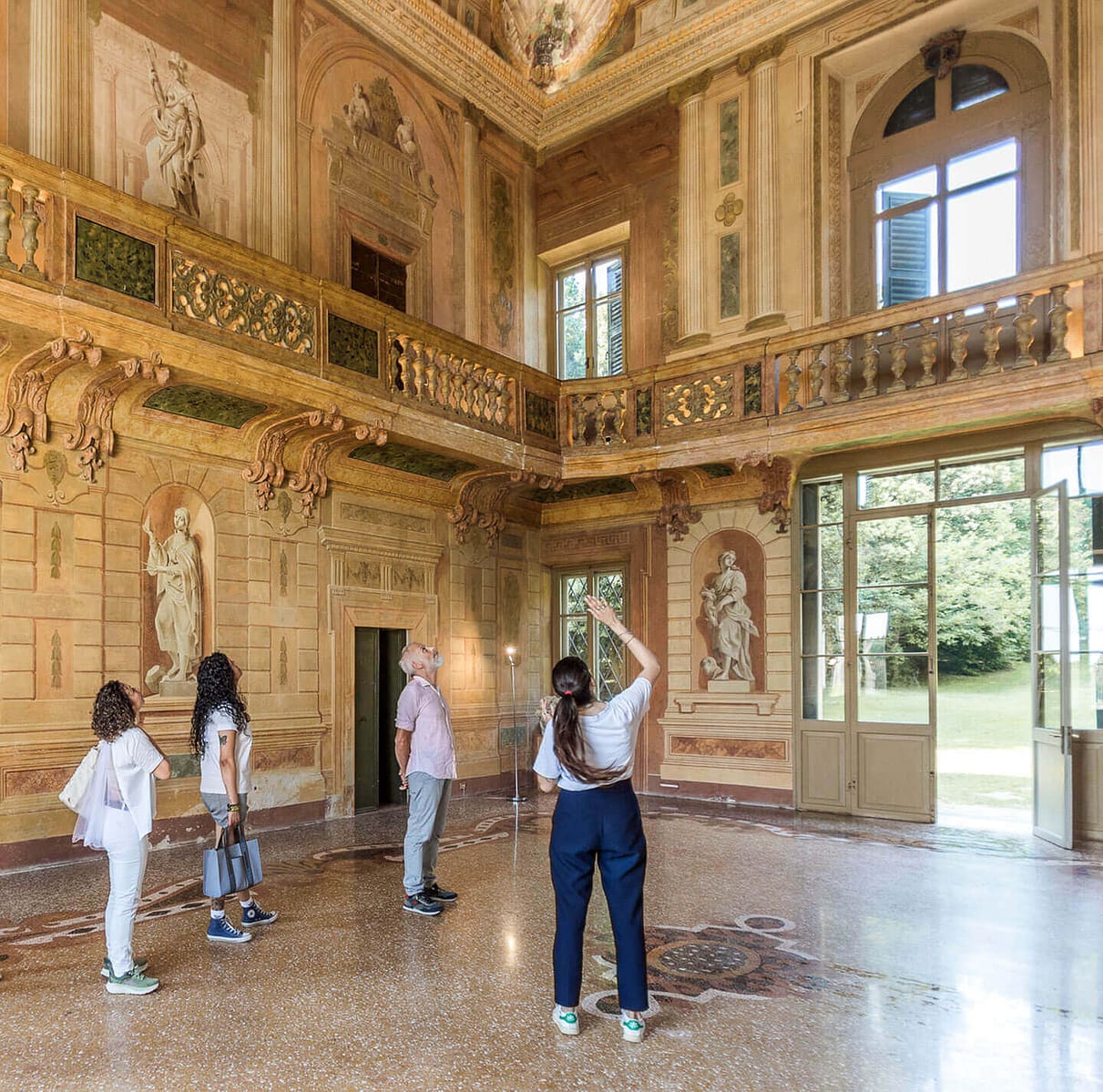 Tenuta Santa Maria di Gaetano Bertani – Tours and Wine Tastings – Valpolicella Verona Italy frescoed hall of historic villa Mosconi - visit with tasting wine cellar of valpolicella